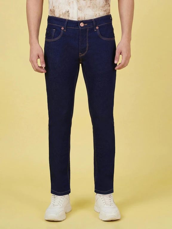 Dark Blue Cropped Fit Mid Rise Men's Jeans by Being Human Clothing