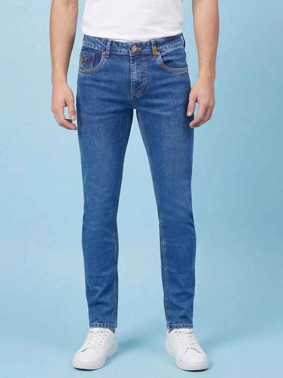 Dark Blue Slim Fit Mid Rise Men's Jeans by Being Human Clothing