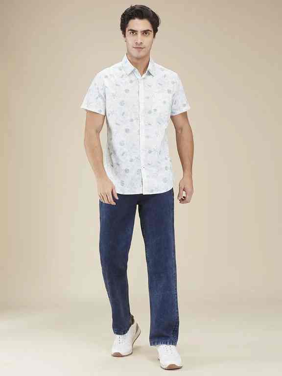 Being Human Men White Conversational Spread Collar Shirt