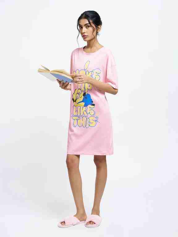 Pink Minions Graphic Comfort Fit Nightdress