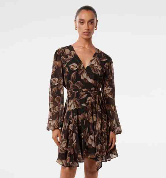 Amila Petite Belted Godet Mini Dress