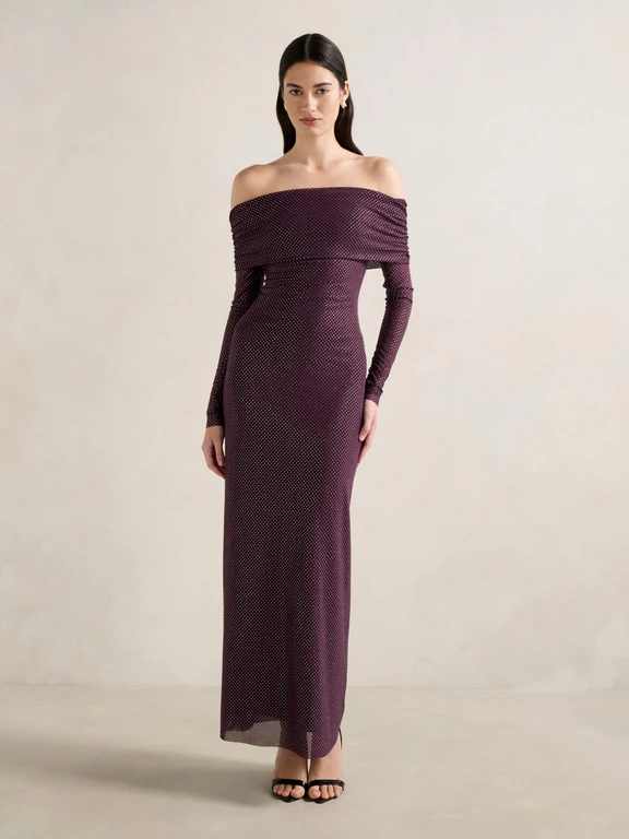 Effie Bardot Heatseal Maxi Dress