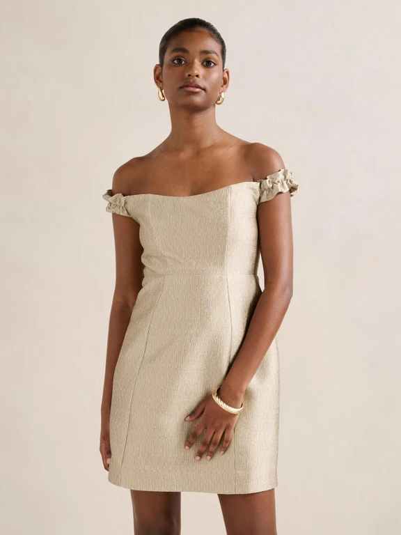 Mandy Petite Bardot Ruffle Mini Dress