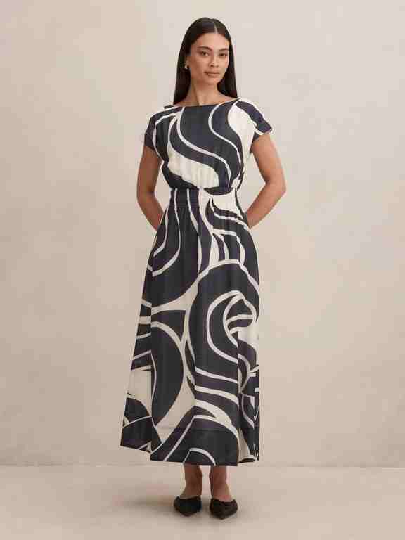 Callie Elastic Waist Midi Dress