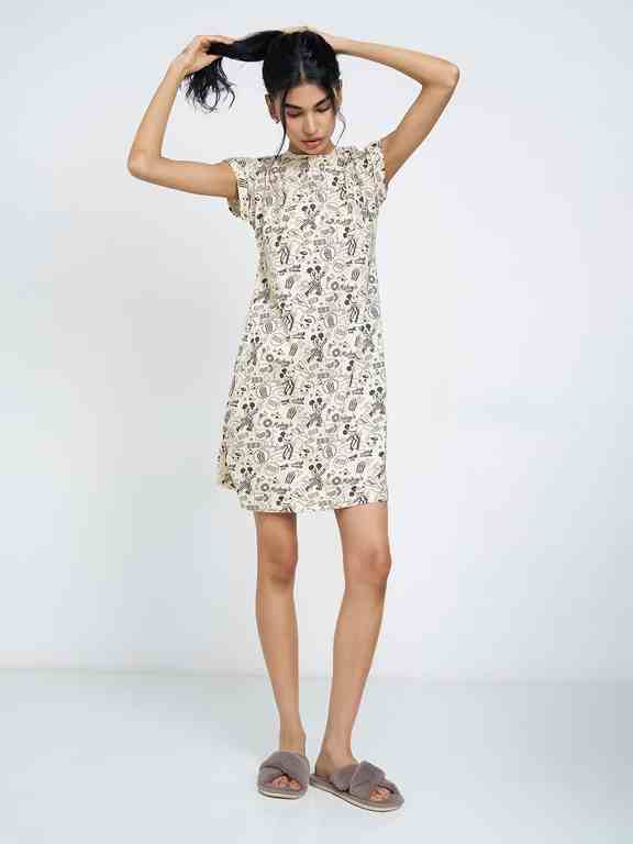 Off-White Mickey Mouse Print Sleep Dress