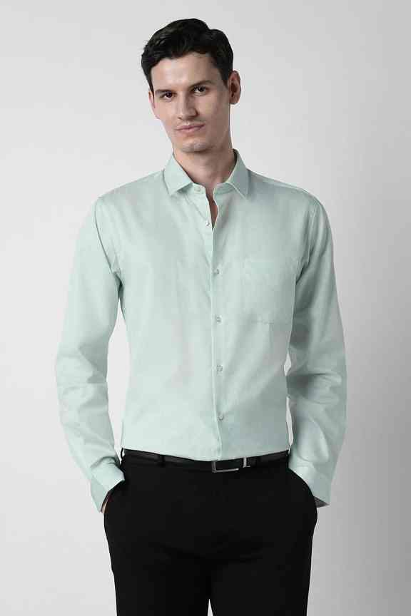 Men Light Green Slim Fit Shirt