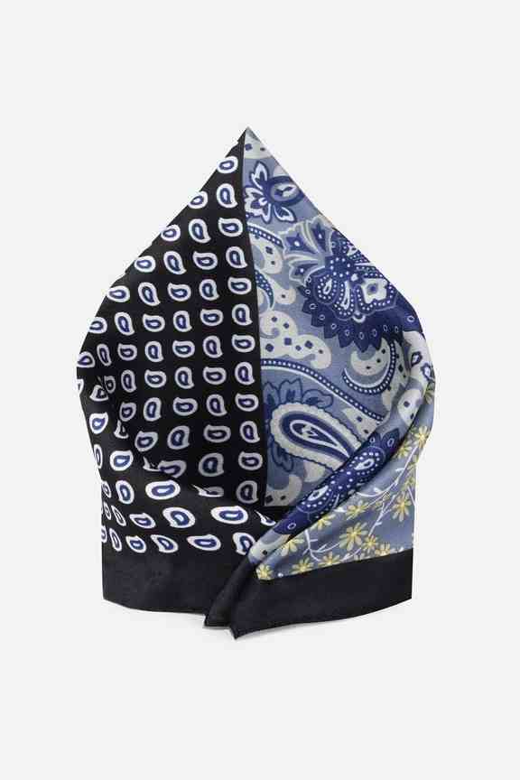 Men Black Print Formal Pocket Square