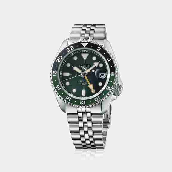 5 Sports Men Automatic Green Dial Analog Stainless Steel Watch SSK035K1