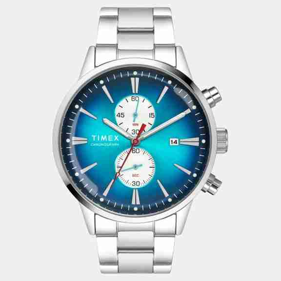 Fashion Men Quartz Teal Dial Chronograph Stainless Steel Watch TWEG19931