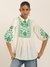 White Green Edwin Emb Short Top