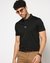 Cotton Supima Mercerised Slim Fit Solid Black Polo T-shirt with Golden embriodery logo