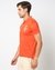 Cotton Mercerised Slim Fit Solid Orange Polo with Plated Back Collar