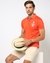 Cotton Mercerised Slim Fit Solid Orange Polo with Plated Back Collar