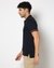 Cotton Stretch Slim Fit Solid Navy Polo with Gold Embroidery