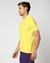 Cotton Slim Fit Solid Yellow Polo with Multicolored Logo Embroidery