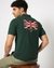 Cotton Slim Fit Solid Green Polo with Back Flag Embroidery