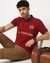 Cotton Slim Fit Chest Embroidered Maroon Polo T-shirt