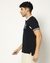 Cotton Slim Fit Color Block Navy Polo T-shirt