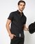 Cotton Mercerised Embroidered Slim Fit Black Shirt