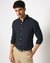Tailored Fit Solid Linen Blue Shirt