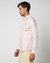 Cotton Stretch Contrast Logo Easy to Iron Slim Fit Solid Pink Shirt