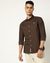 Cotton Linen Slim Fit Solid Brown Shirt