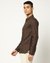 Cotton Linen Slim Fit Solid Brown Shirt
