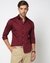 Comfort Stretch Chest embroidered Slim Fit Solid Satin Maroon Shirt