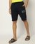 Cotton Regular Fit Blue Shorts With Textured Embroidery On Side Panel