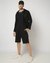 Cotton Stretch Regular Fit Black Cargo Shorts