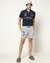 Contrast Embroidered Regular Fit Swim Grey Shorts