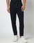 Cotton Blend Regular Fit Side Panel Gold Embroidered Blue Track Pant
