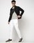 Cotton Blend Textured Reflective Print Regular Fit Interlock White Track Pant