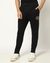 Cotton Blend Textured Reflective Print Regular Fit Interlock Black Track Pant