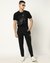 Cotton Blend Textured Reflective Print Regular Fit Interlock Black Track Pant