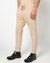 Cotton Blend Regular Fit Solid Knit Cream Pant With Branded Tape On Side Seam