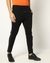 Cotton Blend Regular Fit Solid Black Knit Pant With Branded Tape On Side Seam