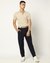 Cotton Linen Pleated Front Slim Fit Navy Solid Trouser