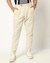 Cotton Linen Pleated Front Slim Fit Solid Beige Trouser