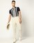 Cotton Linen Pleated Front Slim Fit Solid Beige Trouser