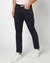 Cotton Stretch Slim Straight Fit 5 Pocket Solid Navy Trouser With Coin Pocket Logo Embroidery