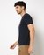 Cotton Stretch Slim Fit Navy Tshirt with Textured Satin Print