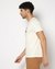 Cotton Stretch Slim Fit Off-White Tshirt with Textured Satin Print