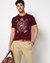 Cotton Stretch Slim Fit Gold Metallic Print Crew Neck Maroon T-shirt