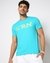 Cotton Slim Fit Textured 3D Print Crew neck Blue T-shirt