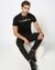 Cotton Mercerised Slim Fit Foil Printed Crew Neck Black T-shirt