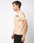 Cotton Mercerised Slim Fit Foil Printed Crew Neck Beige T-shirt