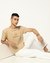 Cotton Relaxed Fit Textured tonal embroidery Crew Neck Off-White T-shirt