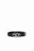Black 2 cm leather belt with jewel buckle