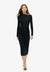LONG SLEEVE RUCHED MIDI DRESS